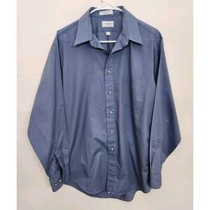 Sostanza Single Needle Tailoring Dress Shirt Men's 16 34/35 Blue USA Made 1159